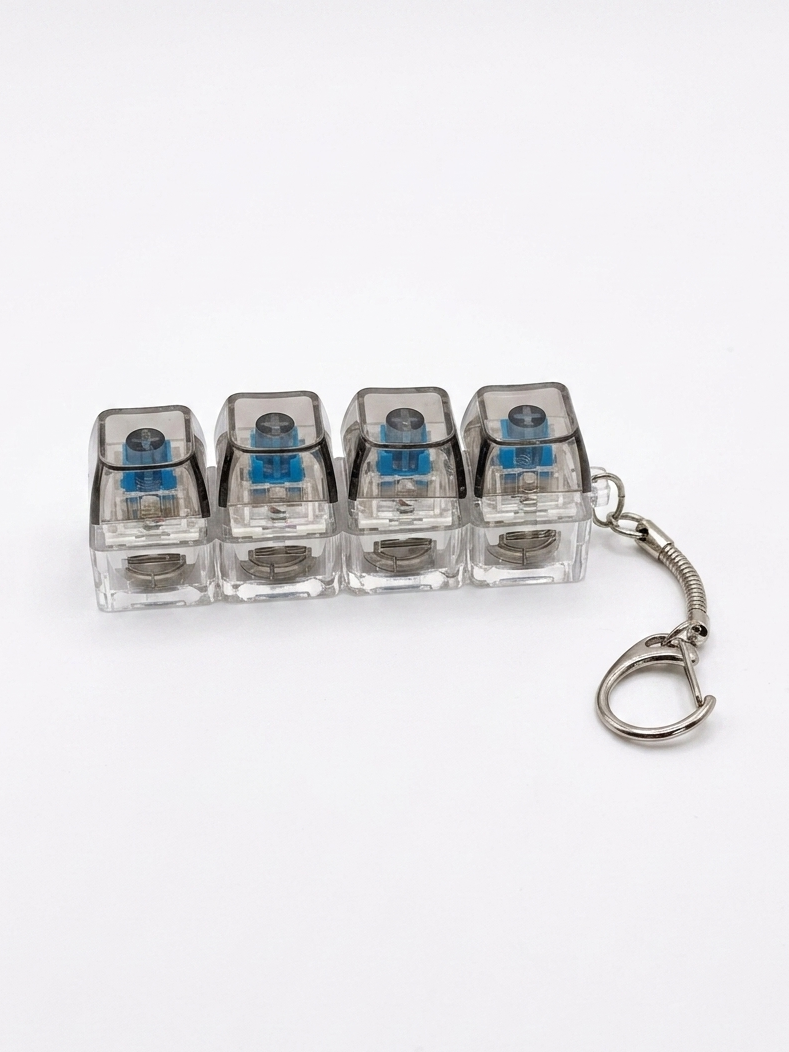 Keyboard fidget black tinted key caps with clear case